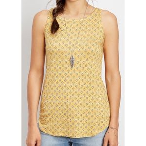 Maurice’s yellow 24/7 high neck patterned tank